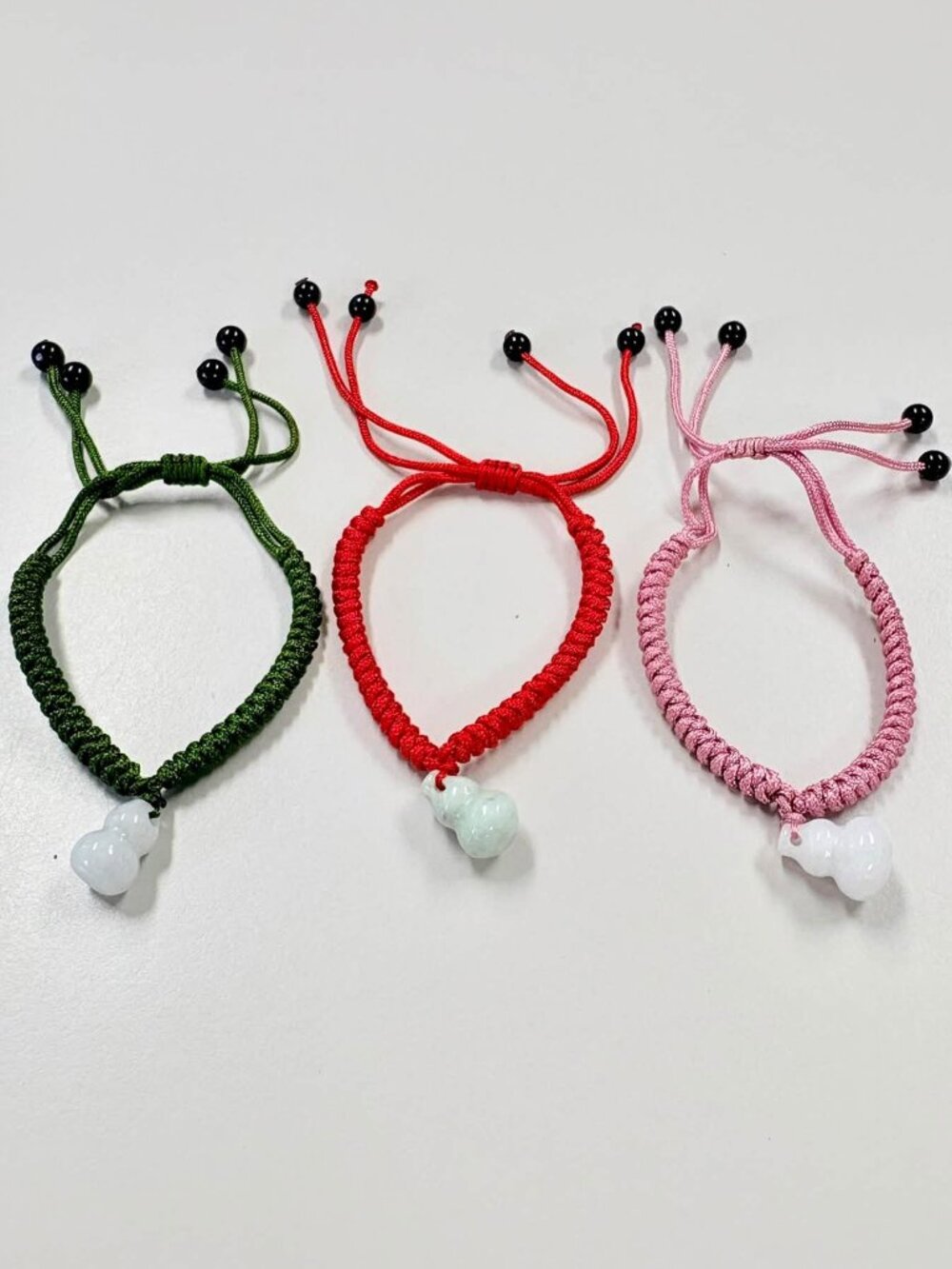 Set of 3 Natural Jadeite Jade Hulu String Bracelet
